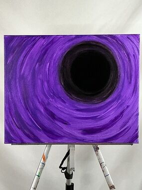 New Abstract Purple Black Painting Swirl Vortex Gloss Canvas Artwork 20x16